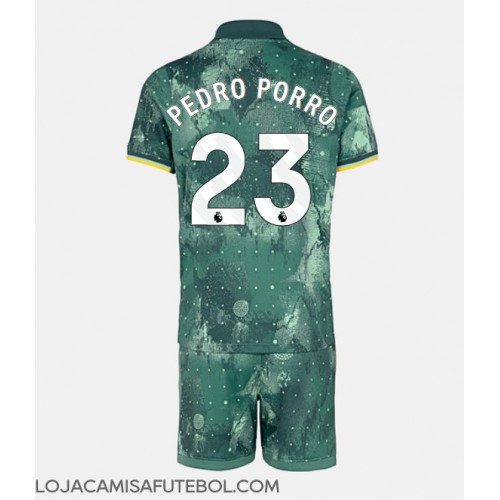 Camisa de Futebol Tottenham Hotspur Pedro Porro #23 Equipamento Alternativo Infantil 2024-25 Manga Curta (+ Calças curtas)